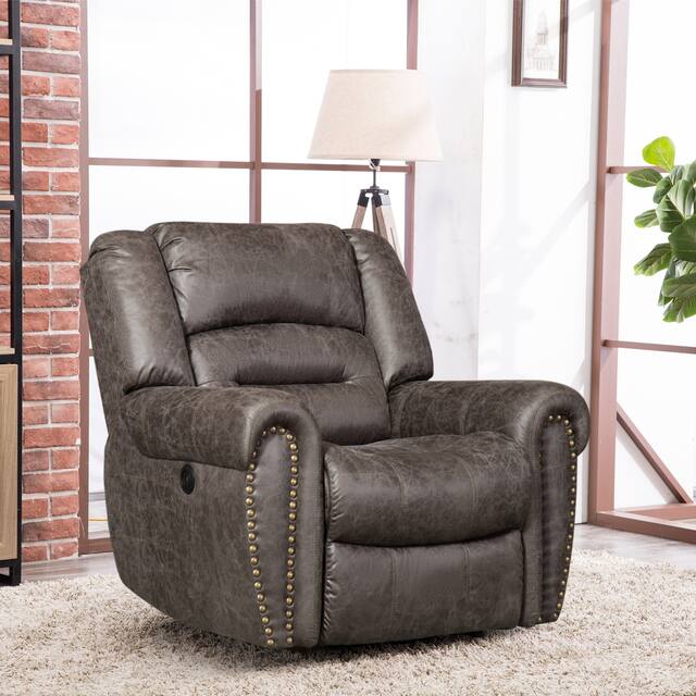 Breathable Bonded Leather Electric Power Recliner Chair - Smoke Grey