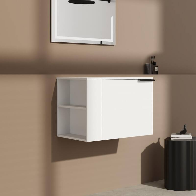 BNK 24"/48" Single Sink Bathroom Vanity with Soft Close Door and Shelf, Modern Floating Vanity
