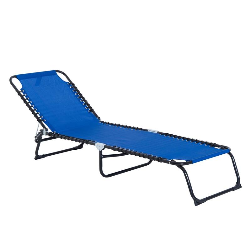 Folding Chaise Lounge Pool Chair, Patio Sun Tanning Chair, Outdoor Lounge Chair With 4-Position Reclining Back