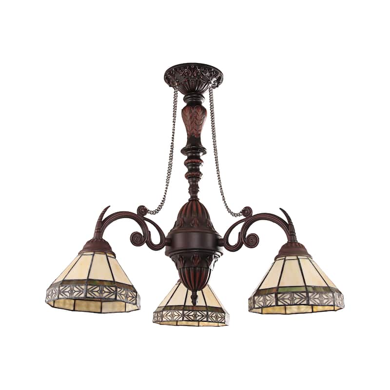 Tiffany-Style Mission Design 3-light Blackish Bronze Chandelier