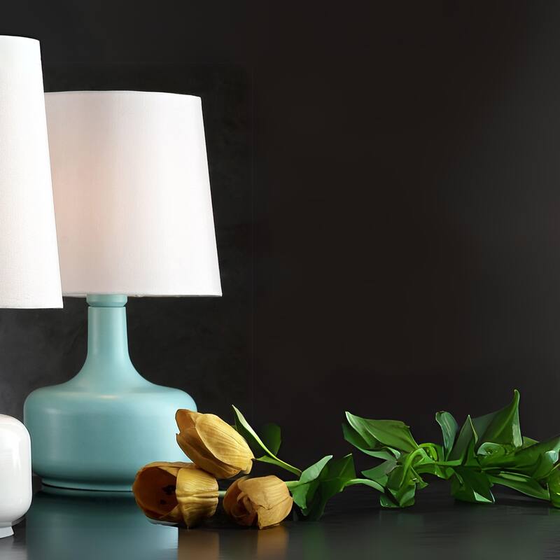 17.25" Tall "Cheru" Modern Mid-Century Touch On Table Lamp, Powder Pink