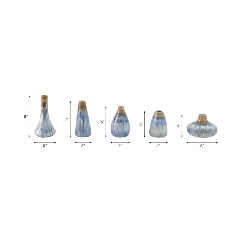 Stoneware Decorative Vases with Silhouettes Curved Forms (Set of 5)