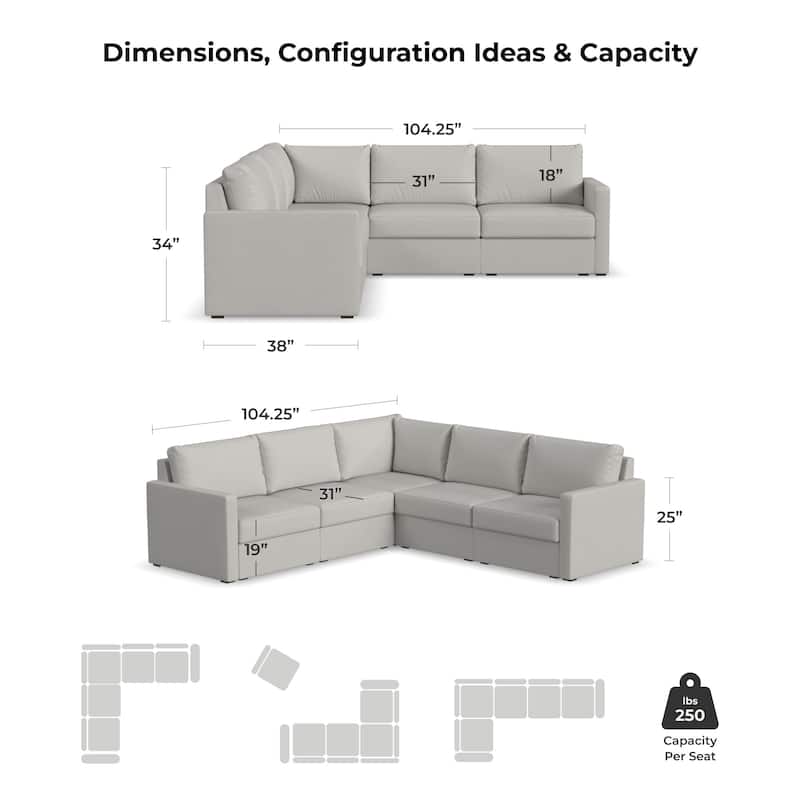 Flex 5-Seat Modular Sectional with Standard Arms by Flexsteel - 103" x 35" x 103"