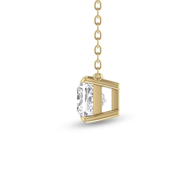 Marquee Lab Grown 1/4 Carat Floating Princess Cut Diamond Solitaire Pendant in 14K Yellow Gold