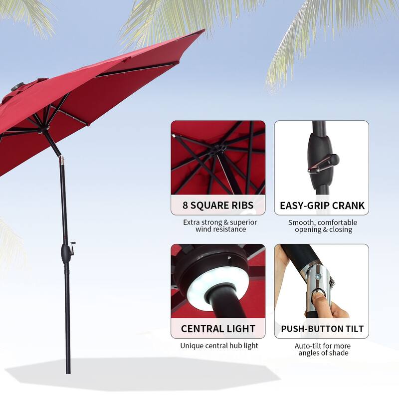Zenova 10FT Solar Power LED Lights Patio Umbrella On Sale Bed Bath