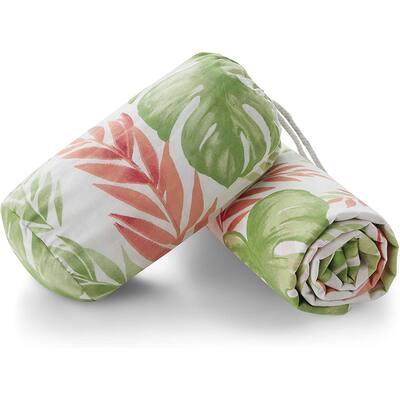 Mudd 100% Cotton Printed Beach Sheet with easy to carry fabric Bag 60 x 72 Inc, Palm Toss Print