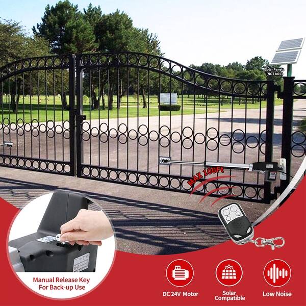 ALEKO Solar Powered Full Kit Swing Gate Operator for Dual Gates up to