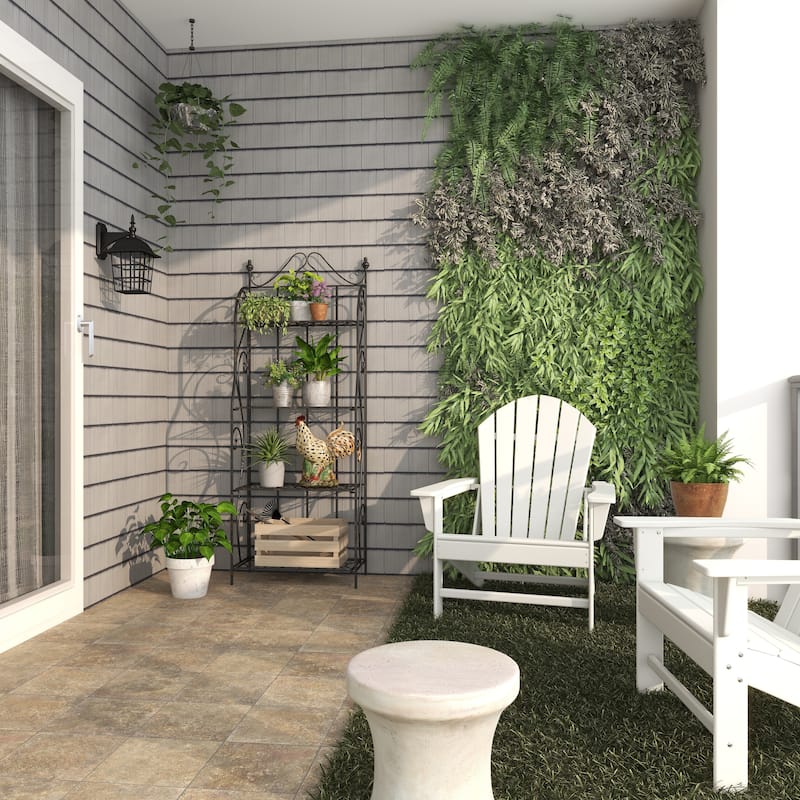 Metal Scroll Indoor Outdoor Tall Folding 4 Shelf Bakers Rack - Black - Roche River Decor