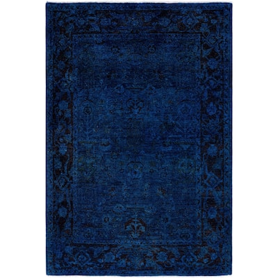 Overdyed One-of-a-Kind Hand-Knotted Area Rug - Blue - 4' 1" x 6' 0"