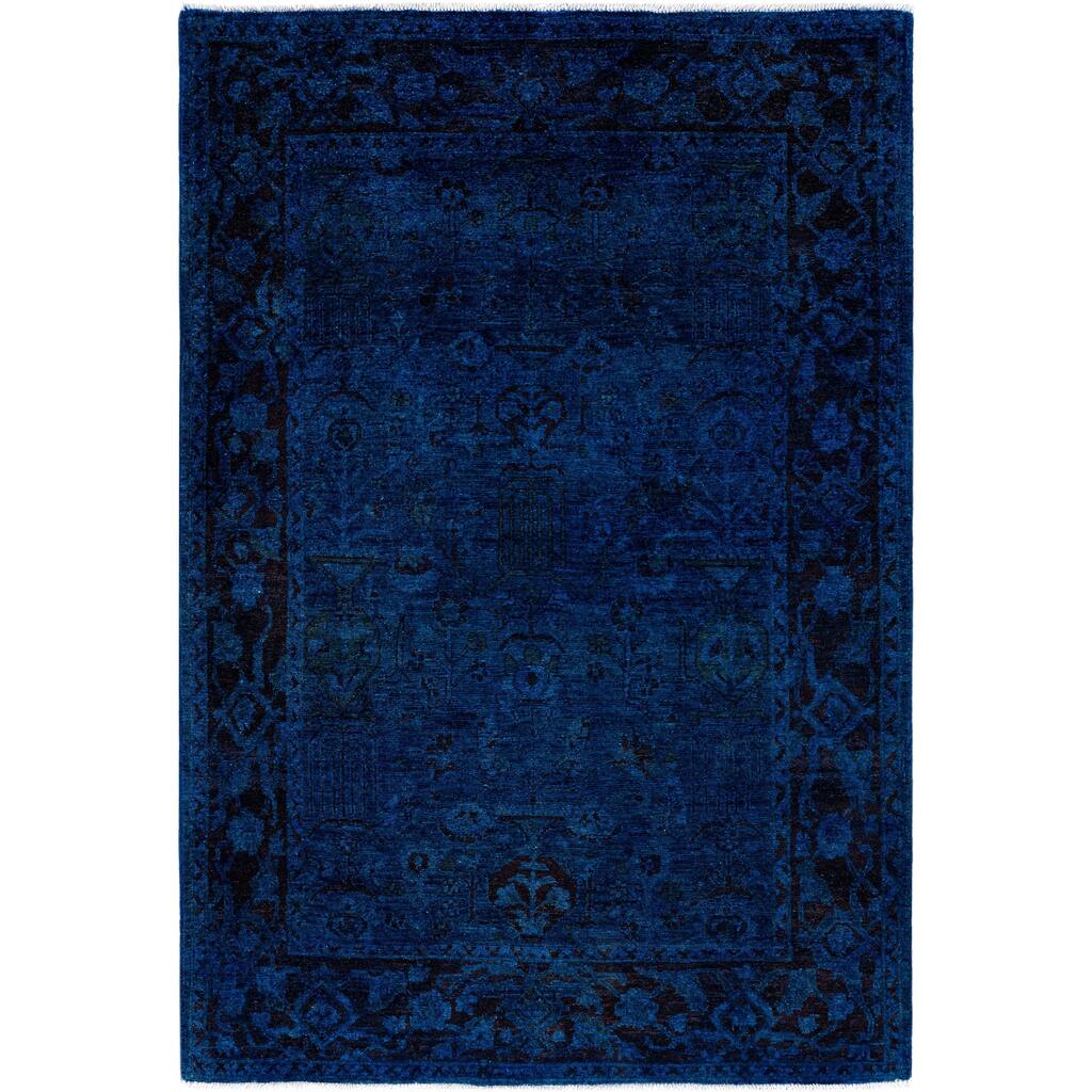 Overdyed One-of-a-Kind Hand-Knotted Area Rug - Blue - 4' 1" x 6' 0"
