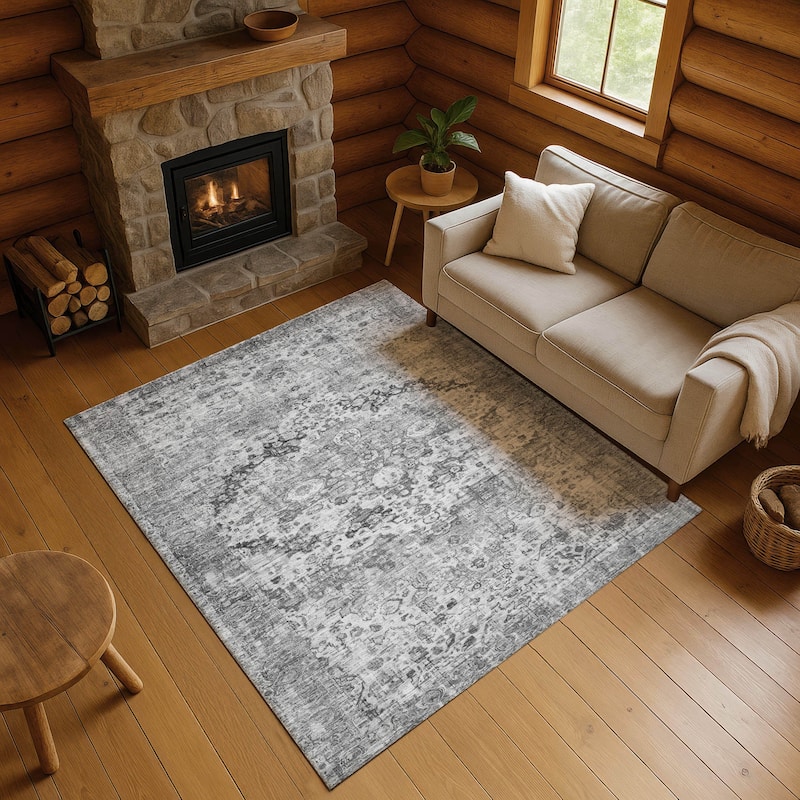 Premium Washable Super Soft Traditional Vintage Mayfield Rug - Gray - 5' x 7'6"