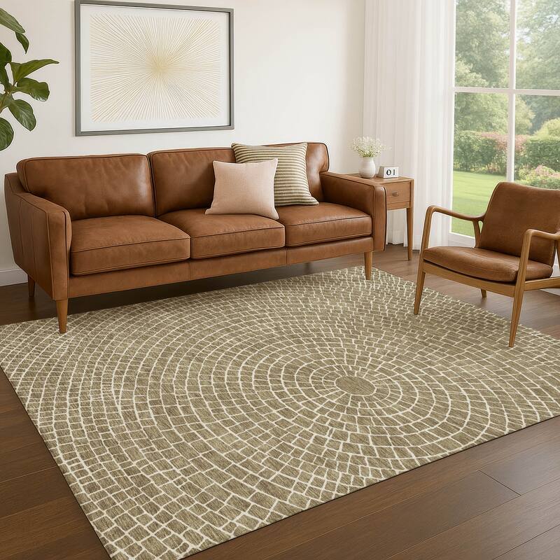 Machine Washable Indoor/ Outdoor Modern Gravity Chantille Rug