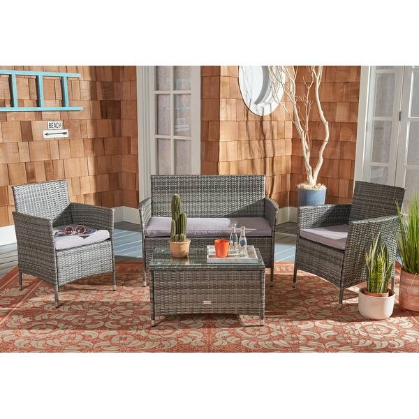 slide 1 of 41, SAFAVIEH Outdoor Bandele 4-Piece Conversation Patio Set