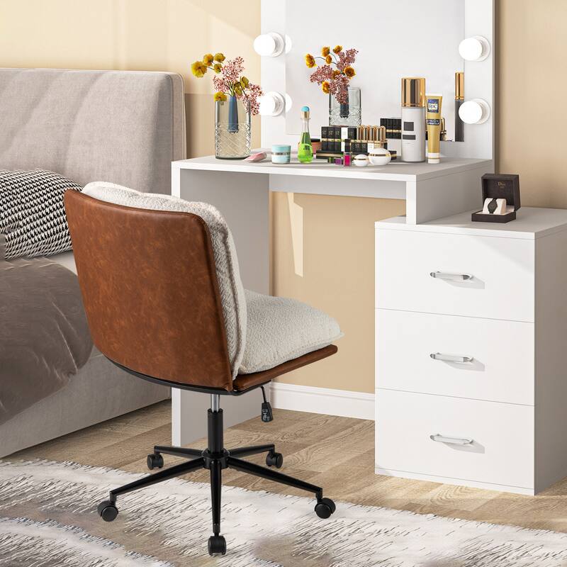 Modern Adjustable Height Armless Office Chair with Rocking Backrest and Swivel Seat for Home - 27.5" x 24" x 36.5"-41"