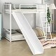 preview thumbnail 3 of 15, Twin over Twin Metal Bunk Bed with Inclined Ladder, Slide, Railings and Head&Footboards, White