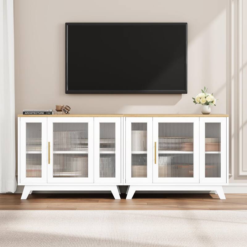 Buffet Storage Cabinet with Fluted Glass Door