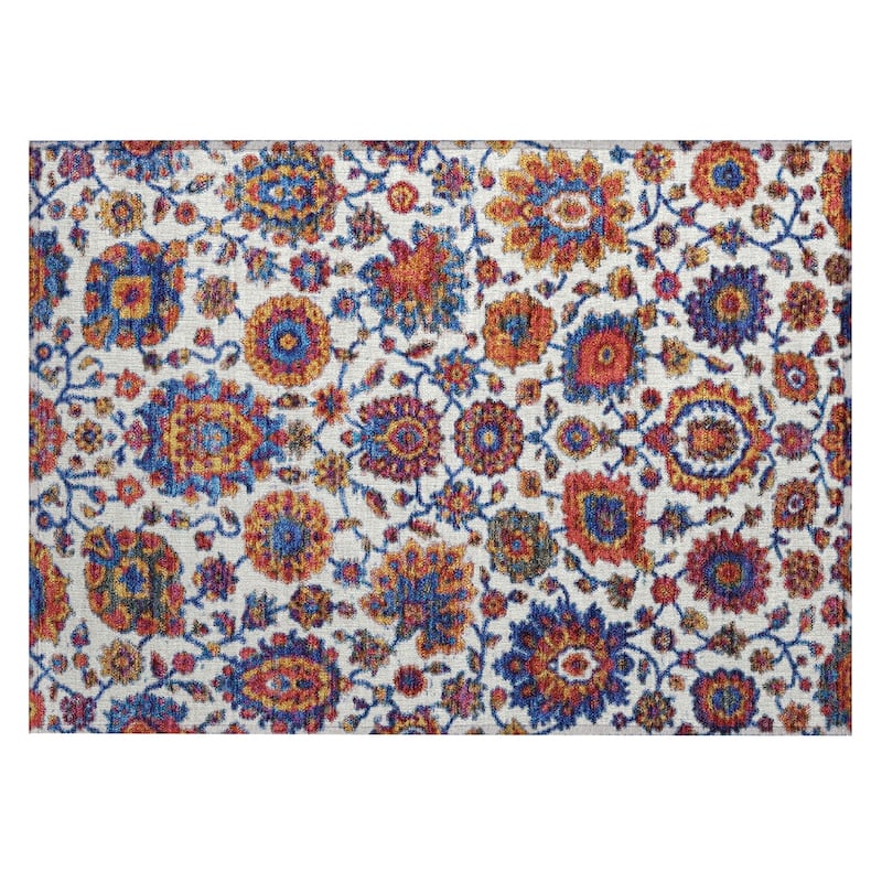 Machine Washable Indoor/Outdoor Traditional Farmhouse Chantille Rug