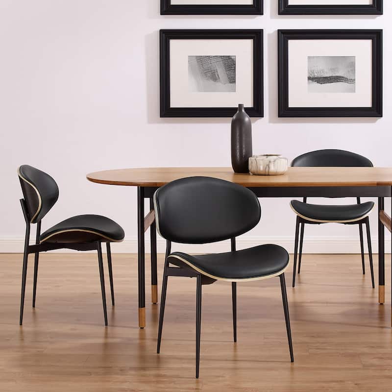 Art Leon Genuine Leather and Bentwood Dining Chair Set of 2