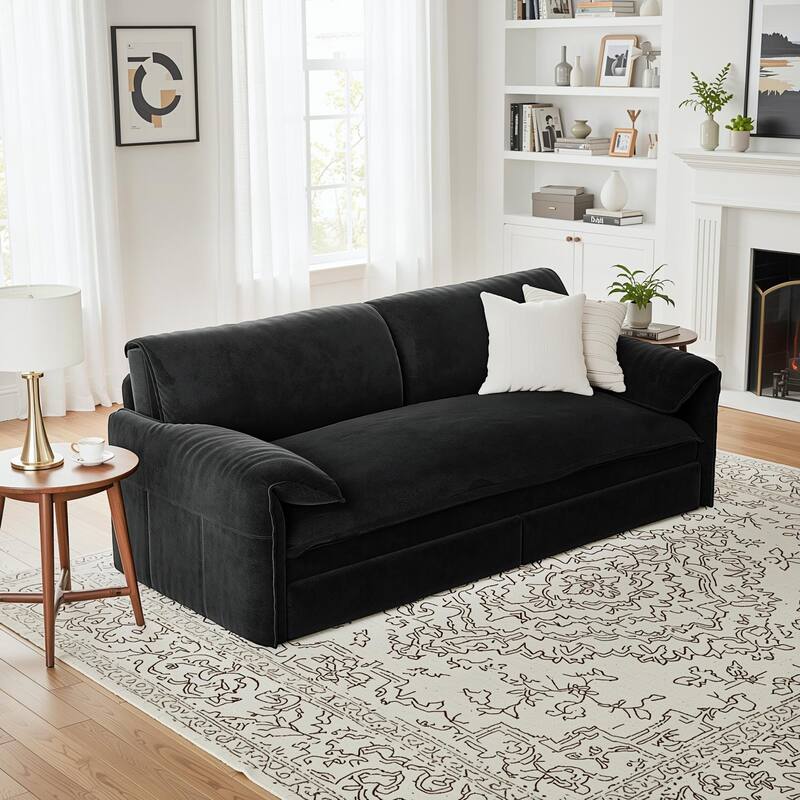 Homy Casa Faux Leather Pull-Out Sofa Bed, 2-in-1 Convert Sleeper Couch