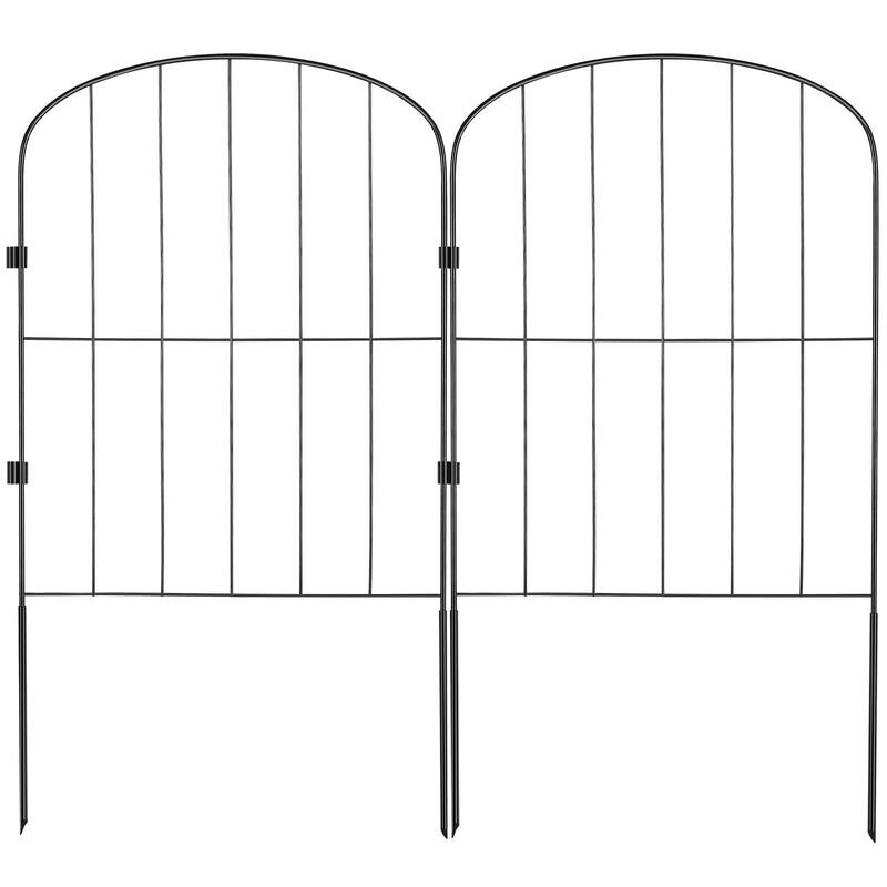 Black Metal Animal Barrier and Decorative Garden Fencing with Spike Space Ideal for Outdoor Use - 24 x 13 inch