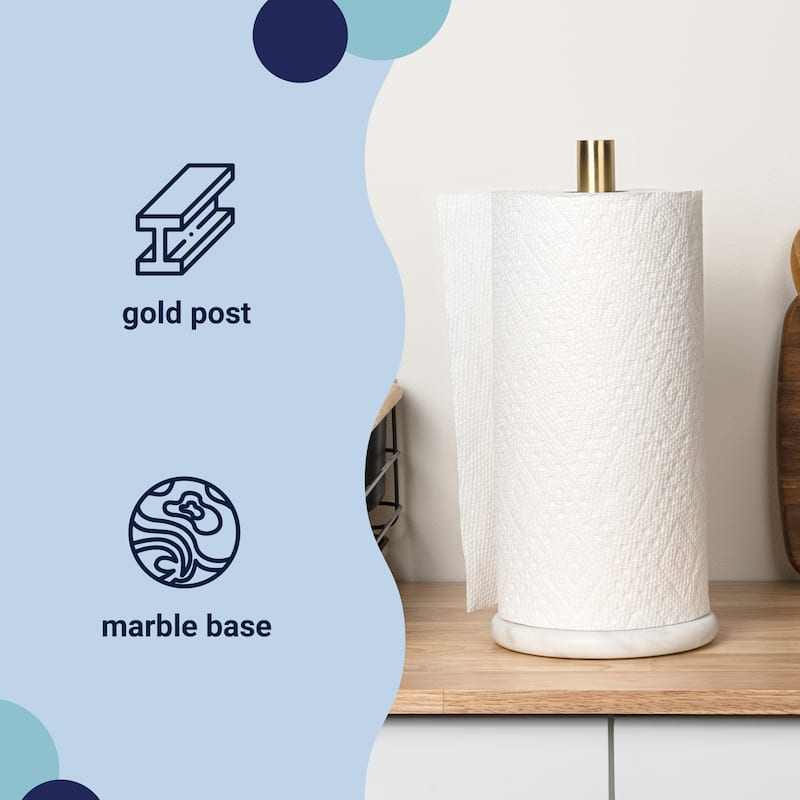 happimess, Avery Metal with Non Slip Weighted Marble Base Paper Towel Holder