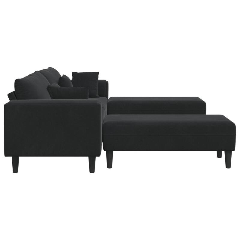vidaXL Velvet Sofa with Cushion with Pillow Black/Dark Grey 208 cm Velvet