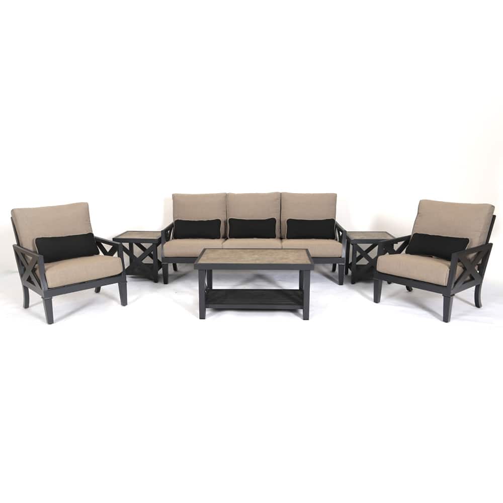 Baldwin Park 6pc Sunbrella Cushioned Aluminum Deep Seating Set