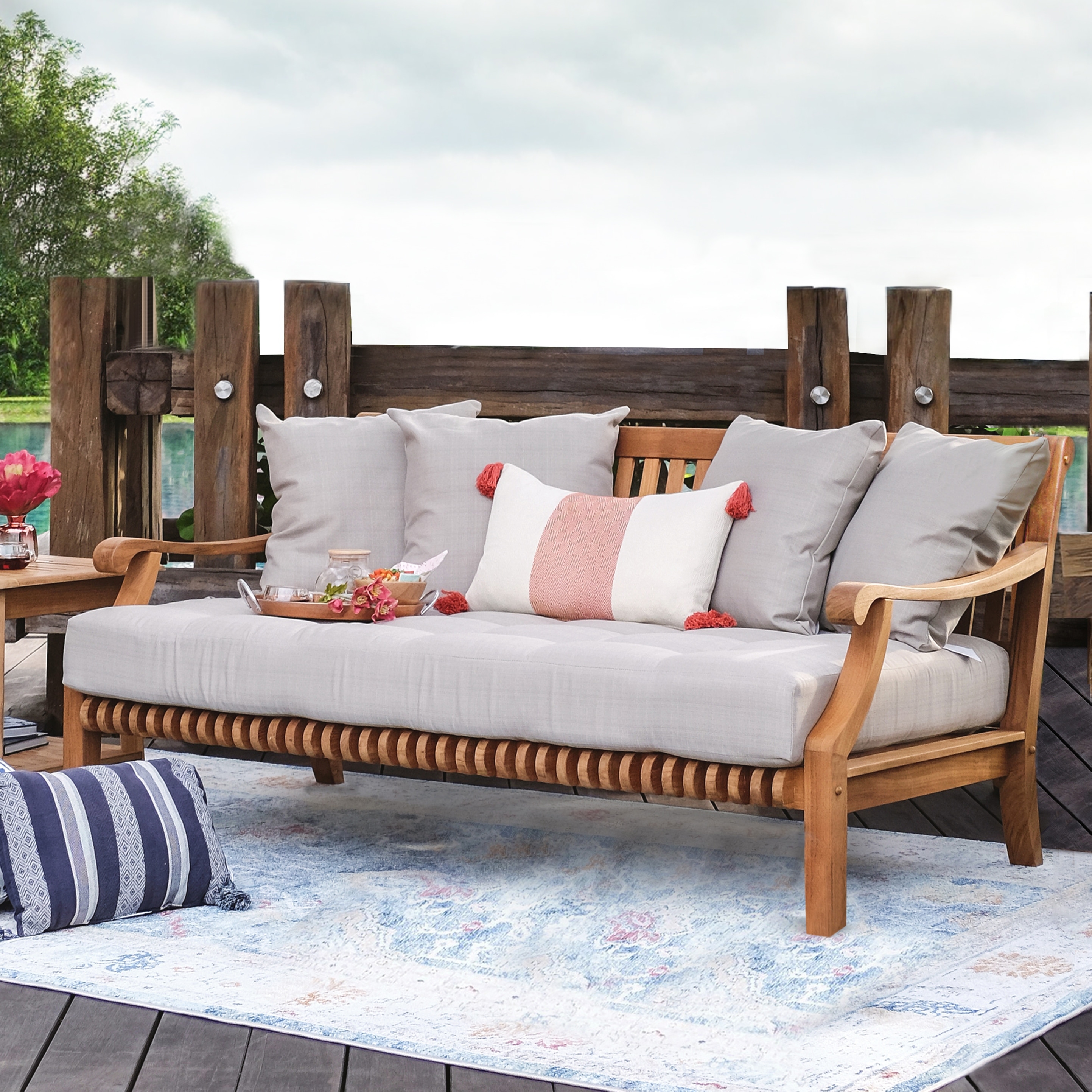 Cambridge Casual Chara Teak Outdoor Daybed with Cushion