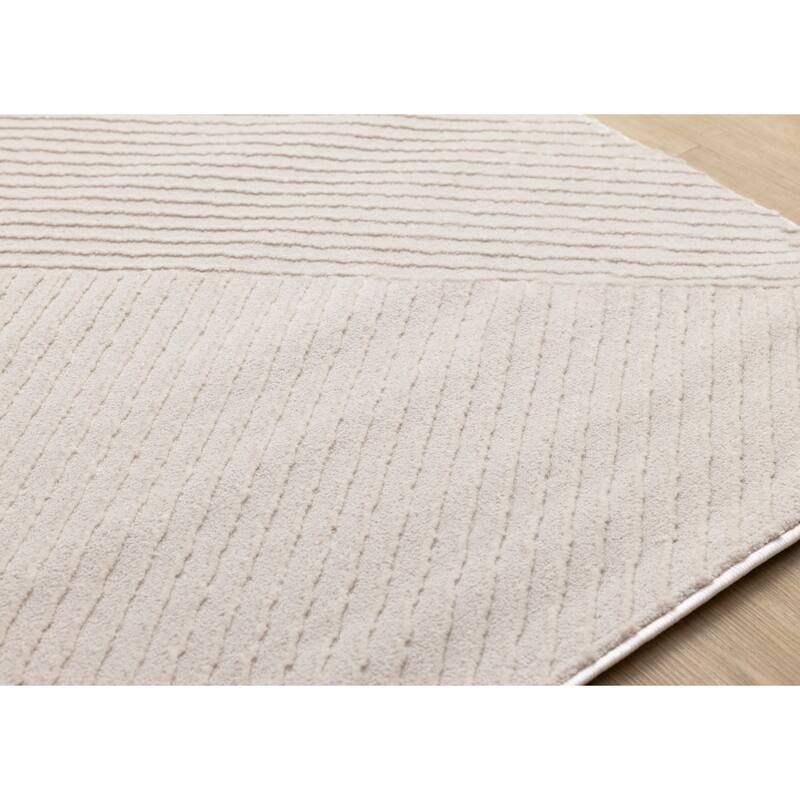 Textured Cream Triangular Lines Rug, 5'3" x 7'7"