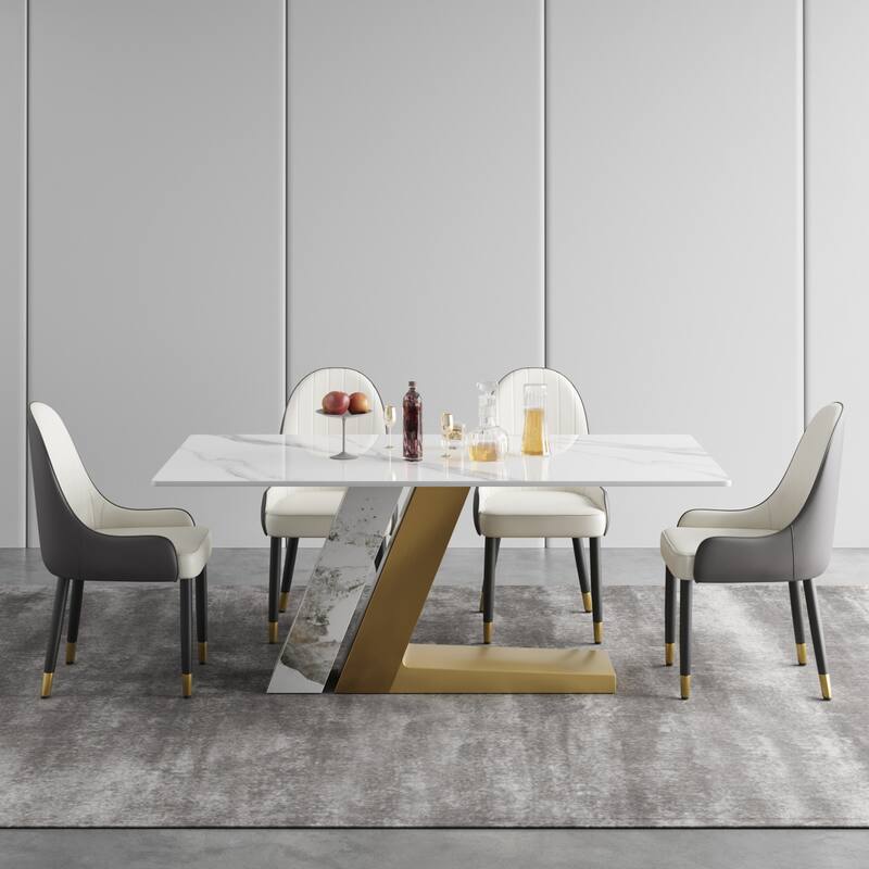 Faux Marble Dining Table Slate Table for Dining Room Kitchen