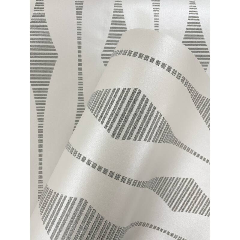 Seabrook Designs Diamond Stripe Glass Beaded Unpasted Wallpaper - 20.9 in W x 33 ft. L - Pearlescent