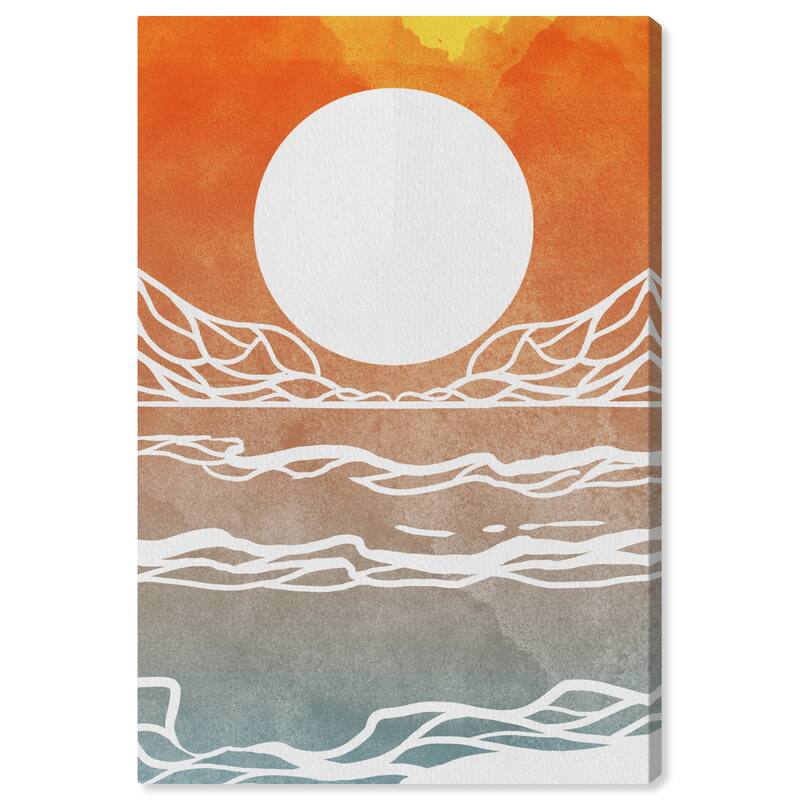 Wynwood Studio Canvas Abstract Sunset Waves Green and Tan Wall Art Canvas Print