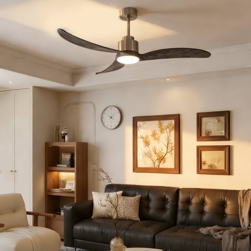 52"Ceiling Fan with LED Light Remote Control,Quiet DC Motor 6 Speed Levels,Adjust Height( 2 PCS Rod) Reversible Ceiling Fan