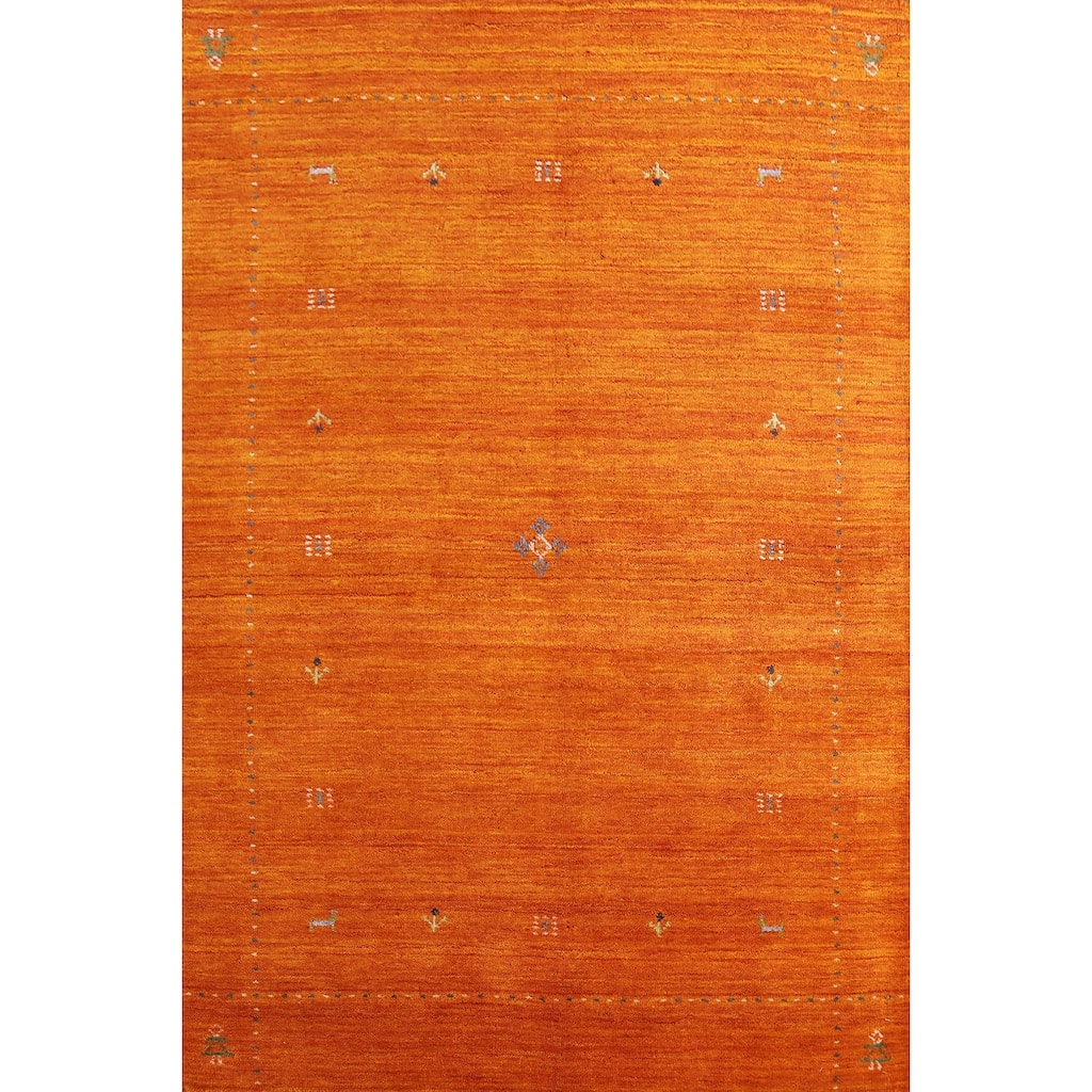 Hand Knotted Oriental 100% Wool Carpet Tribal Animal Pictorial Oranges & Rust Gabbeh Area Rug - 5' 10'' X 4' 1''