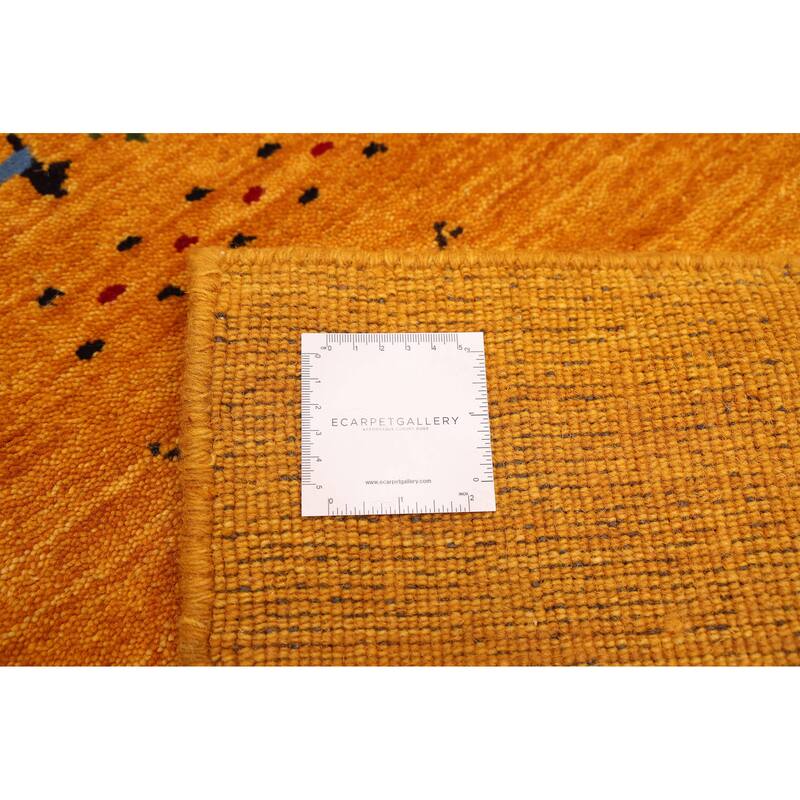 ECARPETGALLERY Hand Loomed Kashkuli Gabbeh Dark Gold Wool Rug - 8'4 x 9'7