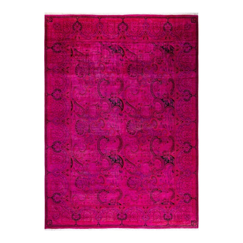 Overton Hand Knotted Wool Vintage Inspired Modern Contemporary Overdyed Pink Area Rug - 8' 0" x 11' 0"