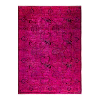 Overton Hand Knotted Wool Vintage Inspired Modern Contemporary Overdyed Pink Area Rug - 8' 0" x 11' 0"