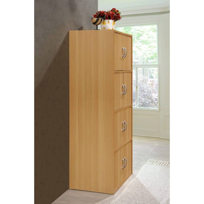 54" Beech Beige Multi-Purpose Bookcase Cabinet with Doors
