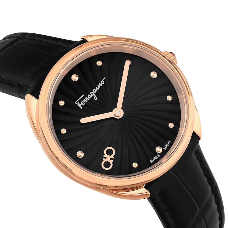 Ferragamo Women's Cuir 34mm Quartz Watch SFYN01522 - Black - One Size