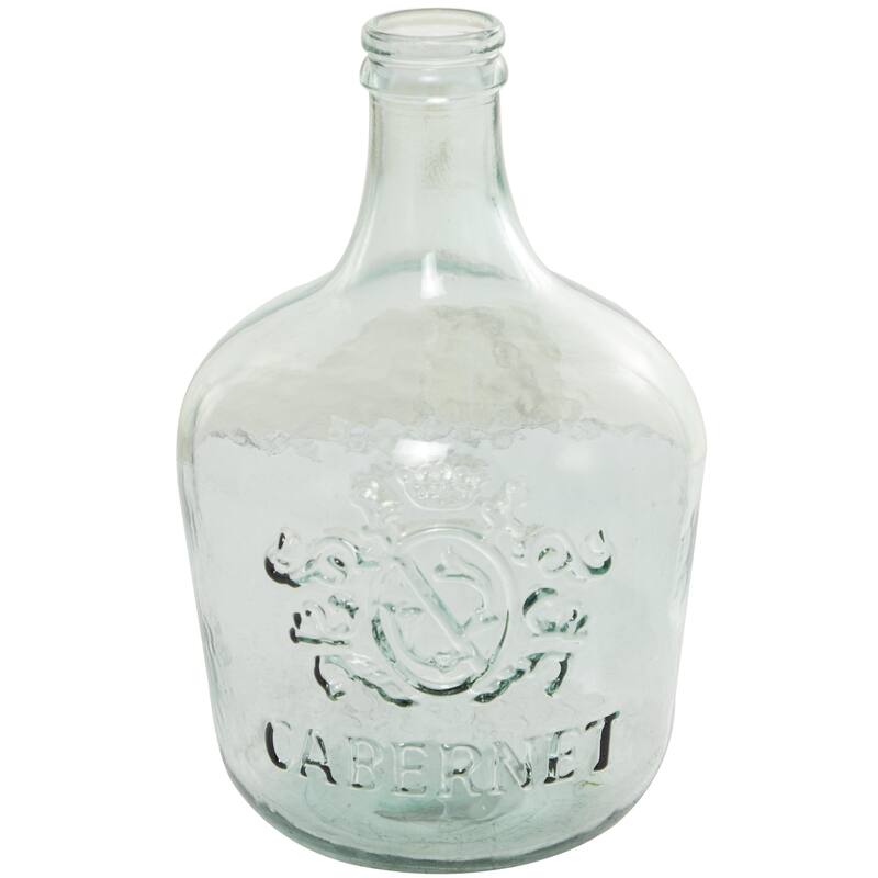 Recycled Glass Handmade Spanish Bottle Decorative Vase - Blue or Clear - Roche River Decor - Clear