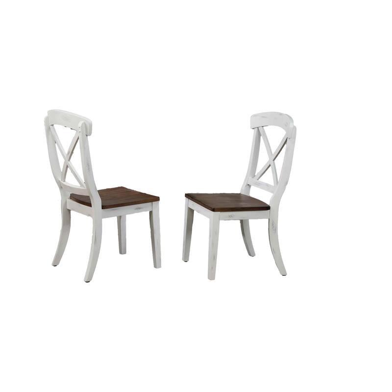 Loft Distressed Cotton White Transitional X-Back 5-Piece Dining Set
