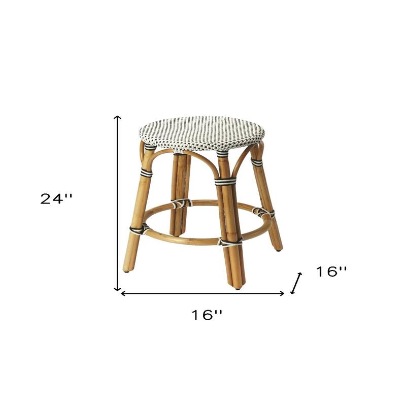 Rattan Backless Counter Height Bar Stool with Footrest, Water-Resistant