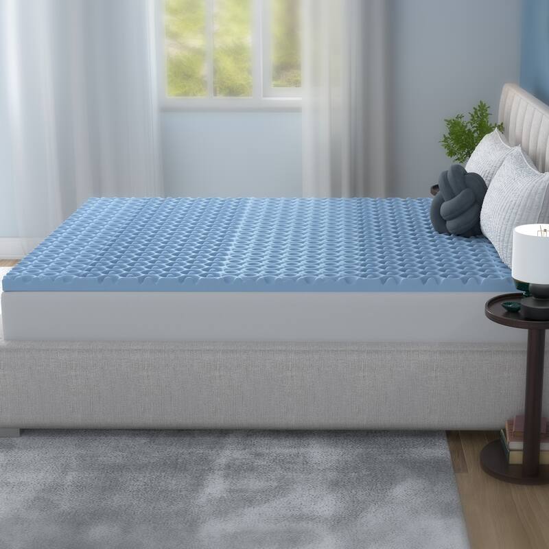 Vibe 2in Cool Pod Convoluted Gel Memory Foam Mattress Topper On Sale