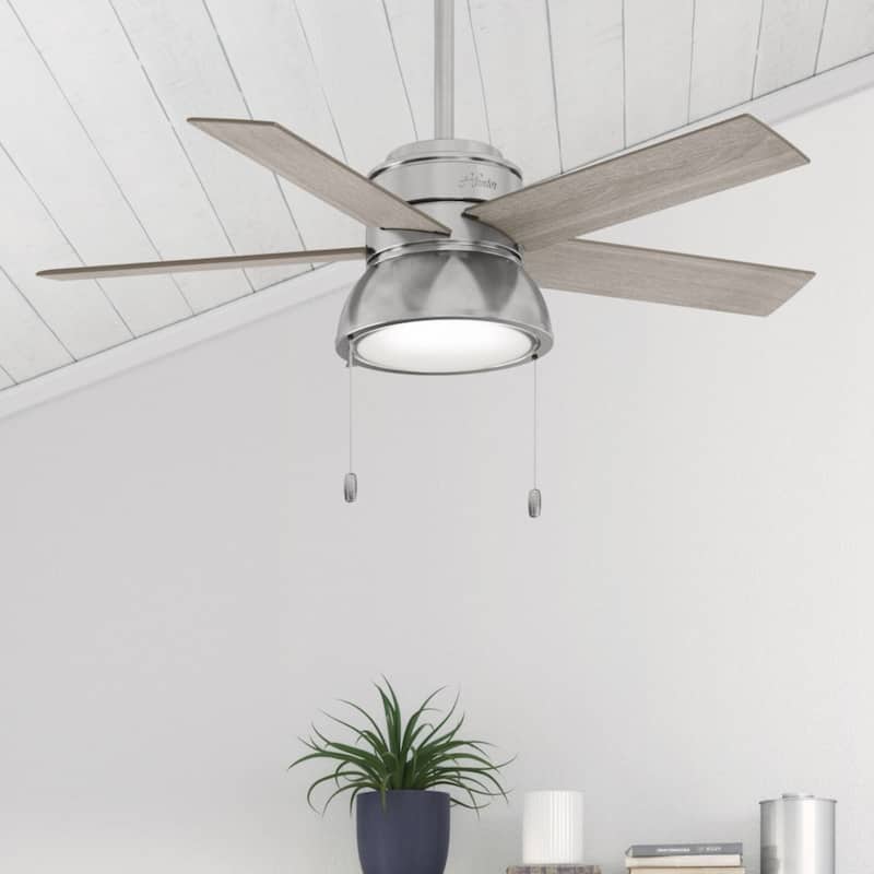 Hunter 44" Lilliput Indoor Ceiling Fan with LED Light, Pull Chain - Modern Industrial, Farmhouse - Exclusive SureSpeed! - Brushed Nickel