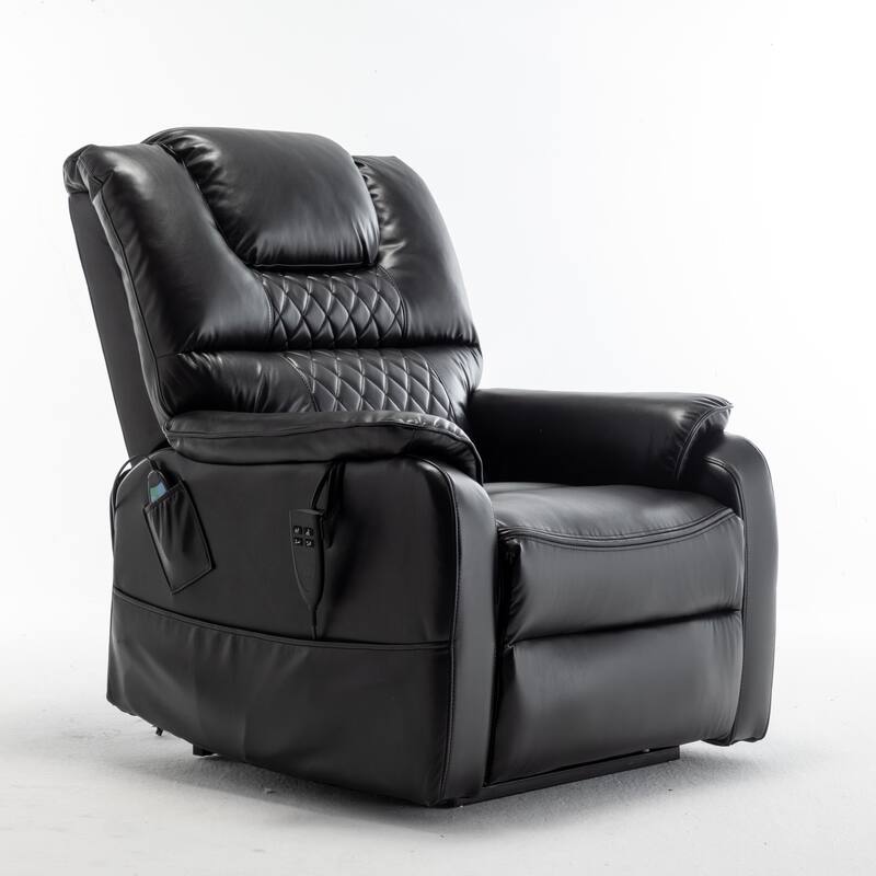 Beige Oversized Electric Recliner with OKIN Motor, 180° Lay Flat Function, Extra-Wide Seat, and Side Storage Pockets