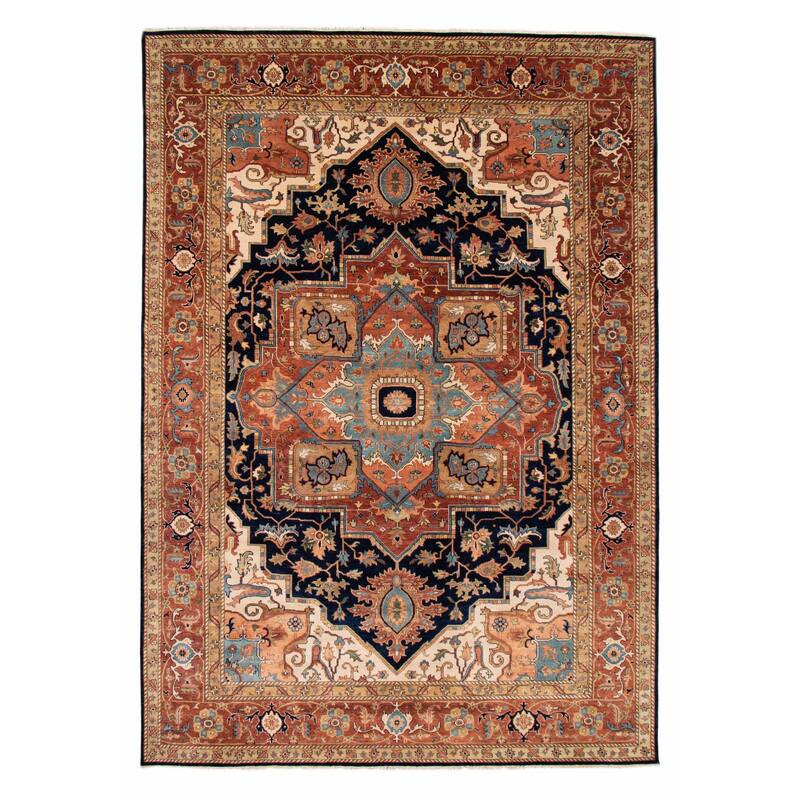 ECARPETGALLERY Hand-knotted Jules Sultane Dark Navy Wool Rug - 9'10 x 13'11