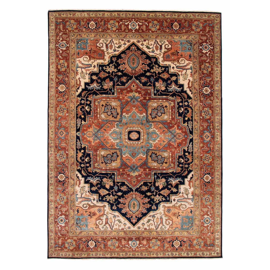 ECARPETGALLERY Hand-knotted Jules Sultane Dark Navy Wool Rug - 9'10 x 13'11