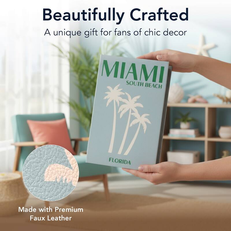 American Art Decor Miami South Beach & Palm Springs Faux Leather Book Storage Set - 10.62" x 7.62"