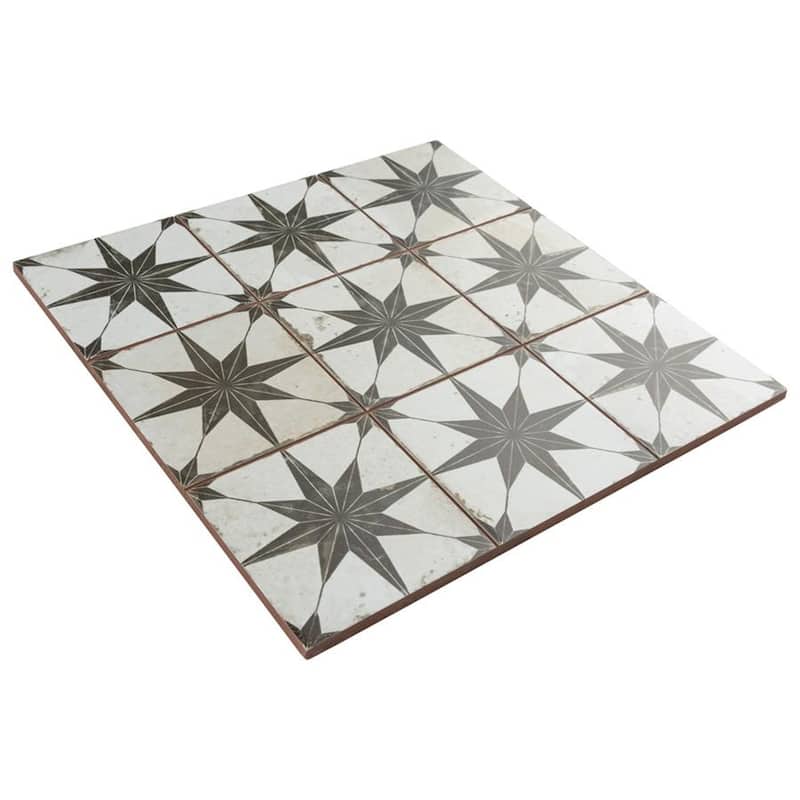 Merola Tile Harmonia Kings Star Nero 13" x 13" Ceramic Floor and Wall Tile