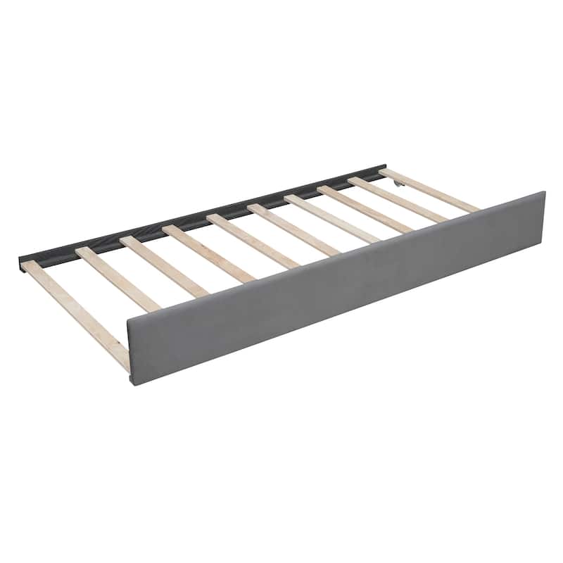 Full Size Upholstered daybed with Trundle and Wood Slat Support